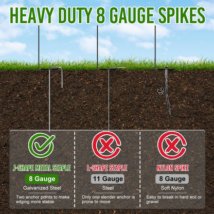 Landscape Edging 4 Inch Tall 20FT with 30Pcs Metal Spikes, Plastic Garden Edging Border Landscape Edging Border Lawn Edging for Landscaping, Flower Bed, Yard