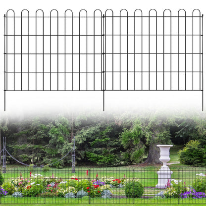 Sunnyglade 10 Panels No Dig Decorative Outdoor Garden Fence for Yard, 24in(H) X 25 ft(L) Animal Barrier Fencing Rustproof Metal Wire Panel Border for Dog, Rabbits or Any Small-Bodied Animal