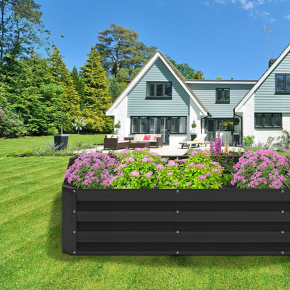 Nedenyou 2PCS 4x2x1FT Galvanized Raised Garden Bed,Planter Raised Beds-Metal Garden Box,Large Plant for Outdoor Planting, Vegetables Bed，Flower,herb-Black