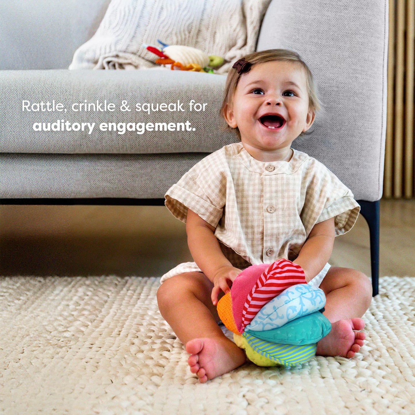 HABA Rainbow Baby Ball - Machine Washable Sensory Toys - Ideal Baby Toy for Teething, Tummy Time Toys for Ages 6 Months & up