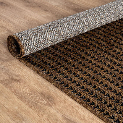 Washable Outdoor Rug 5x7 Modern Area Rugs Outdoor Carpets Striped Pattern Non Shedding Waterproof Easy Clean Patio Deck Porch Living Room Bedroom Garden RV (5 X 7 Gold)