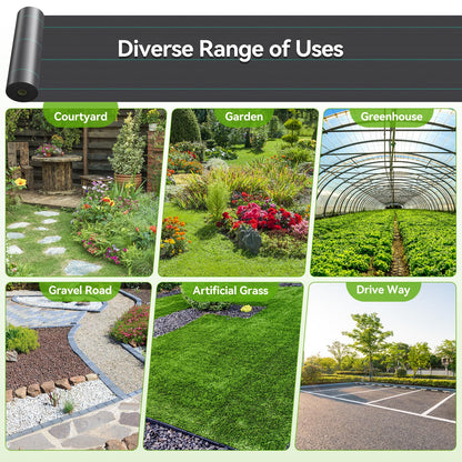 iropro 3ftx300ft Weed Barrier Fabric 3.2oz Landscape Fabric Heavy Duty, Woven Weed Control Cloth, Woven Weed Fabric for Underlayment, Gardening Ground, Commercial Driveway Weed Block Cover Mat