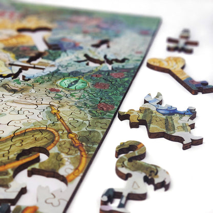 Wooden Jigsaw Puzzle for Adults - Uniquely Shaped Pieces - Made in USA by FoxSmartBox - 439 Pieces - Alice's Fantasies