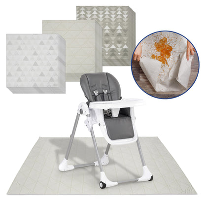 Graco Baby Disposable Splat Mats, 30 Sheets with Assorted Designs, 47" x 40", Eco-Friendly Floor Protector for Mealtime, Home & Restaurant Use