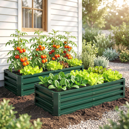 Outsunny Galvanized Raised Garden Bed, 4' x 2' x 1' Metal Planter Box, for Growing Vegetables, Flowers, Herbs, Succulents, Green