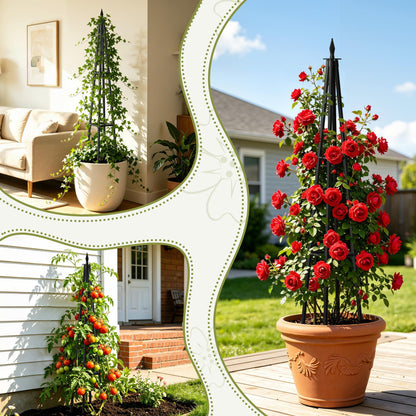 Obelisk Trellis for Climbing Plants Outdoor,4.0 Ft Garden Trellis for Potted Plants, Metal Trellis with Anti-Rust Coated for Potted Plants Indoor, Plant Support for Vegetables, Vines