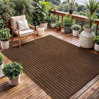 Washable Outdoor Rug 6x9 Modern Area Rugs Outdoor Carpets Striped Pattern Non Shedding Waterproof Easy Clean Patio Deck Porch Living Room Bedroom Garden RV (6 X 9 Gold)