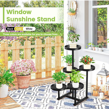 jsyonii 5 Tier Metal Plant Stand Indoor, Tiered Corner Plant Holders for Multiple Plants, 27 Inch Tall Flower Pot Holde Display Stand for Patio Garden Living Room Balcony Bedroom, Black