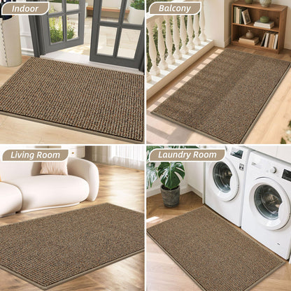 BEQHAUSE Dirt Trapper Door Mat 24" x 36", Non-Slip Washable Doormats Entrance Mat, Dirt Resistant and Absorbent Welcome Mat, Low Profile Floor Mats for Front Back Door and Entryway, Beige