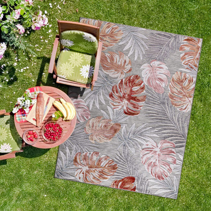 CAMILSON Indoor Outdoor Rug, Multi 7’10”x10’ Leaf Tropical Botanical Area Rugs for Indoor and Outdoor patios, Easy-Cleaning Non-Shedding Living Room, Garden and Kitchen Washable Outside Carpet (8x10)