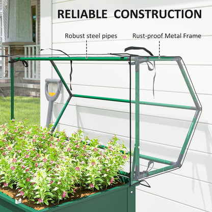 Outsunny Raised Garden Bed with Greenhouse Cover, Elevated Planter Box with Legs and Drainage Hole for Vegetables Flowers Herbs, 39.4" x 18.9" x 48.8", Green