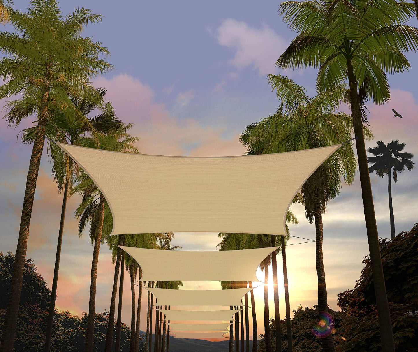 Amgo 10' x 13' Beige Rectangle Shade Sail, 95% UV Block Heavy Duty Sunshade, 200GSM HDPE Breathable Canopy for Patio Deck and Garden (Custom