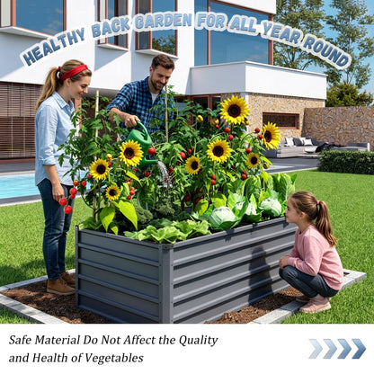 YJSPSSW 2pcs 6x3x2ft Large Raised Garden Bed Kit, Grey Galvanized Metal Outdoor Planter Boxes for Vegetables Flowers Herbs