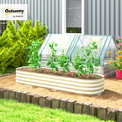 Outsunny 6.5' x 2' x 1' Galvanized Raised Garden Bed Kit, Outdoor Metal Elevated Planter Box with Safety Edging, Easy DIY Stock Tank for Growing Flowers, Herbs & Vegetables, Cream