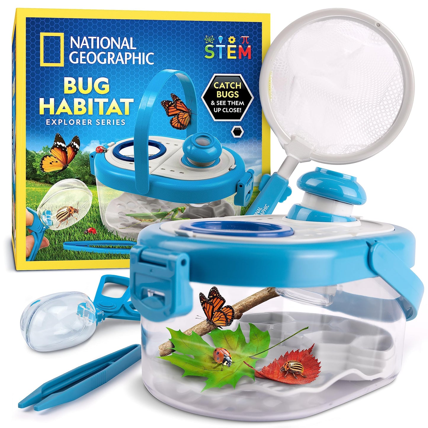 National Geographic Bug Catcher Kit for Kids - Kids Bug Habitat with Magnified Viewer, Bug Box, & Tweezers, Insect Habitat, Outdoor Toys, Bug Catching Kit, Bug Box, Easter Basket Gifts for Kids