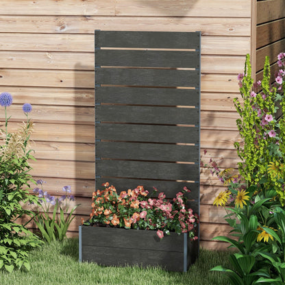 Outsunny Raised Garden Bed with Trellis for Climbing Plants, Planter Box with Self Draining Gap, Freestanding Trellis Planter for Outdoor, Patio, Deck, 28.25" x 15" x 59", Black
