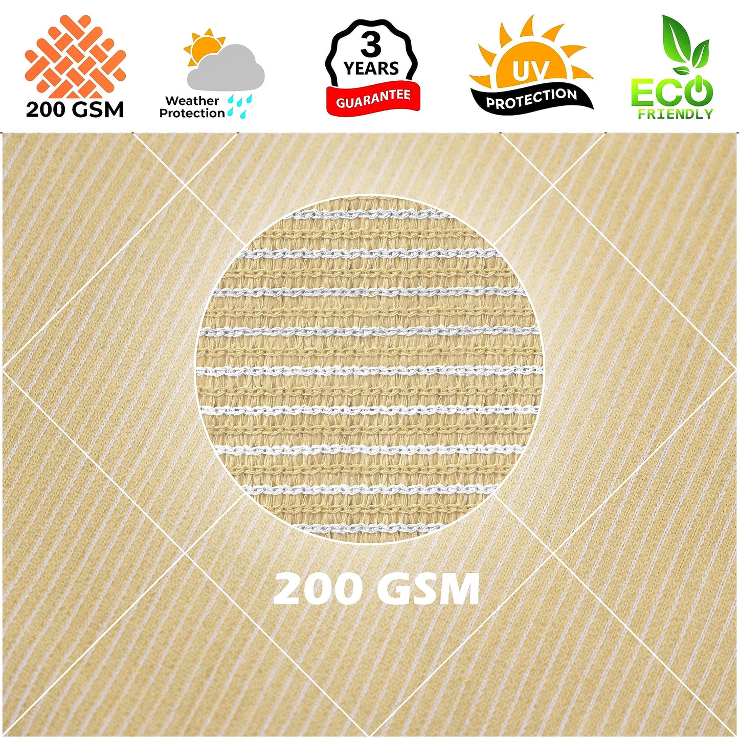 Royal Shade 10' x 20' Beige Rectangle Sun Shade Sail Canopy Outdoor Patio Fabric Screen Awning RTAPR1020 - UPF50+ 95% UV Blockage, Heavy Duty, Water & Air Permeable (We Make Custom Size)