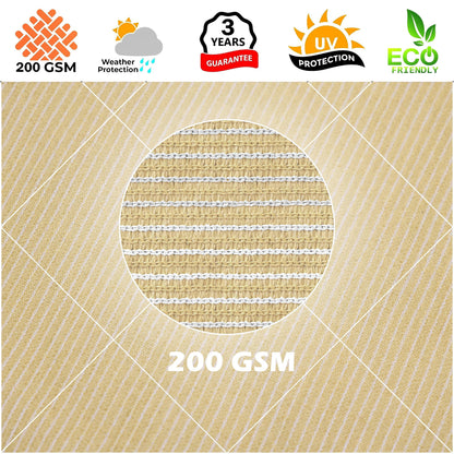 Royal Shade 8' x 16' Beige Rectangle Sun Shade Sail RS-SLR, UPF50+ 95% UV Blockage, 200GSM Commercial Standard Heavy Duty, Water & Air Permeable Canopy Mesh Fabric for Patio (We Make Custom Sizes)