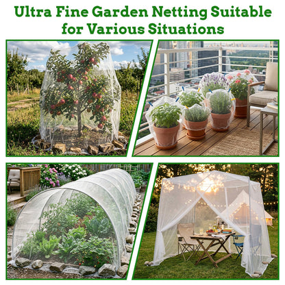 Ultra Fine 4'x10' Garden Netting – No Frame Needed, Easy Install, Pest Barrier & Bird Netting, Plant Cover for Garden, Greenhouse, Patio, Protecting Vegetables, Flowers, Trees