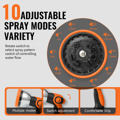 CETAVUE Retractable Garden Hose Reel 5/8 inch x 100 ft,Wall Mounted Heavy Duty Garden Hose Reel with 180°Swivel Bracket,Upgraded 10 Pattern Nozzle/Slow Return System(Black)