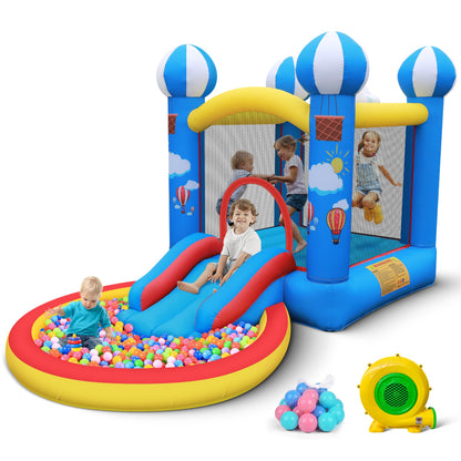 Culaluva Inflatable Bounce House: 4 in 1 Bouncy Castle with Ball Pit & Slide for Kids Age 3-6 with 370 Watt Blower and Storage Bag for Indoor Outdoor Play Oxford Cloth