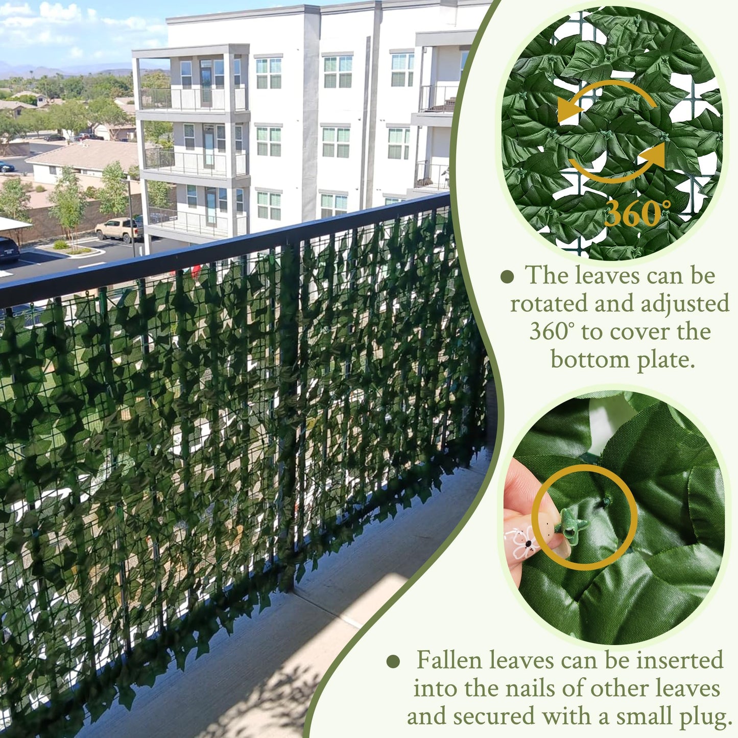 ODTORY Artificial Ivy Privacy Fence Wall Screen,40X120 in UV-Anti Faux Greenery Backdrop Ivy Vine Leaf Hedges Fence Panels for Patio, Balcony, Garden, Backyard Indoor Outdoor Green Wall Decor