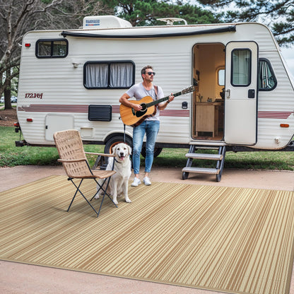 GENIMO Outdoor Rug 9x12 ft Waterproof, Reversible Plastic Straw Patio Rug for RV Camping Mat, Deck, Backyard Balcony Mat - Lightweight & Easy to Clean, CoffeeBeige
