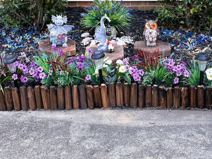 Wood Garden Edging, Wooden Fence Border Decorative Small Picket Panels for Flower Bed Barriers and Landscape Fencing