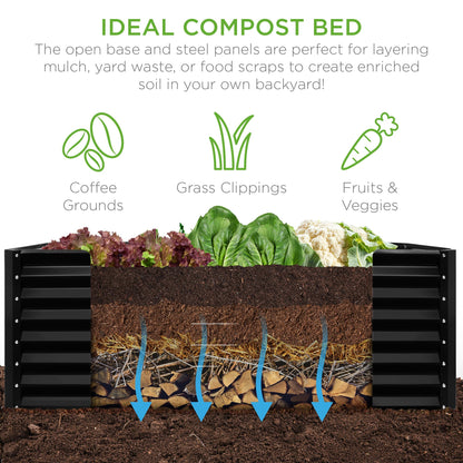 Best Choice Products 6x3x2ft Outdoor Metal Raised Garden Bed, Deep Root Box Planter for Vegetables, Flowers, Herbs, 269 Gallon Capacity, 100% Non Toxic Materials - Black
