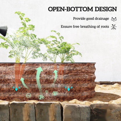 Outsunny 3.5' x 2' x 1' Galvanized Raised Garden Bed Kit, Outdoor Metal Elevated Planter Box with Safety Edging, Easy DIY Stock Tank for Growing Flowers, Herbs & Vegetables, Brown