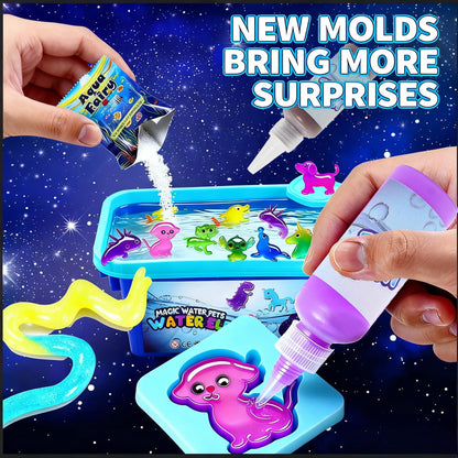 18 Colors Magic Water Elf Kit with 20 New Molds, DIY Hydrogel Aqua Fairy Water Gel Toy, Creative Sensory Learning Resources Art Craft Kit for Kids Ages 4-8-12, Educational Birthday for Girls Boys