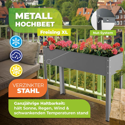 Bio Green Metal Raised Garden Bed Freising-XL with Drainage I Large Galvanized & Powder-Coated Outdoor Planter Box with Legs for Herb Garden, Flowers, Vegetables, Patio I 40x12x31.5 inch, Anthracite
