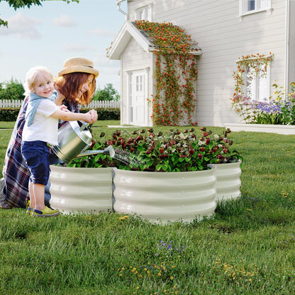 2 Pack Galvanized Raised Garden Bed – 4x4x1 ft Raised Beds-Coated Metal Planter Box with Floral Edge, Easy Assembly Rust-Resistant Outdoor/Indoor Garden Box for Vegetables, Flowers, Herbs, White