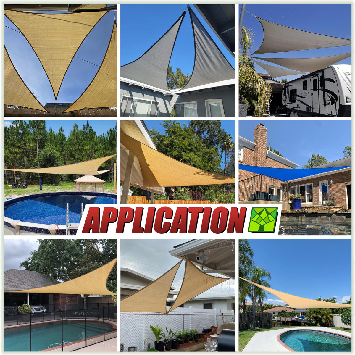 ColourTree 24' x 24' x 24' Beige Triangle CTAPT24 Sun Shade Sail Canopy Mesh Fabric UV Block UPF50 - Commercial Heavy Duty - 190 GSM - 3 Years Warranty ( We Make Custom Size )