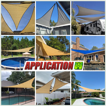 ColourTree 24' x 24' x 24' Beige Triangle CTAPT24 Sun Shade Sail Canopy Mesh Fabric UV Block UPF50 - Commercial Heavy Duty - 190 GSM - 3 Years Warranty ( We Make Custom Size )