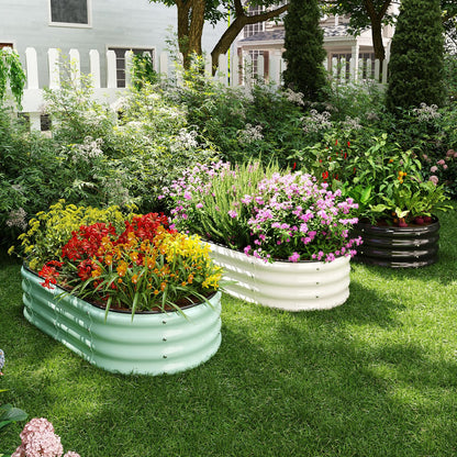 Galvanized Metal Planter Raised Garden Bed Kit for Gardening Outdoor，4x2x1ft 2 Planter Grow Garden Box Raised Flower Bed，Long Vegetable Clearance Herb Raised Garden Beds for Container Gardening