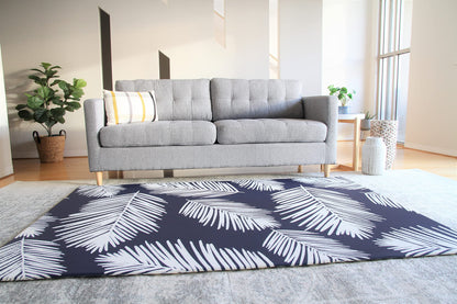 Cushmat Reversible Kids Play mat | Large | Soft, Thick, Waterproof, Easy-to-Clean, Non-Toxic, Durable, Non-Slip Play mat for Infants, Babies, Toddler, Kids & Grown-up (Palm Ocean - Black Diamonds)
