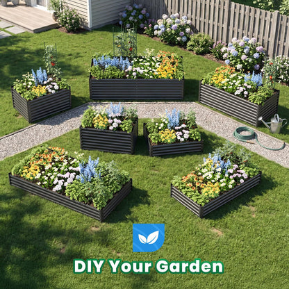 Quictent Galvanized Raised Garden Bed 8x4x2 Ft Tall Metal Planter Box for Vegetables Bottomless for Backyard, 2 Tomato Cages Included, 22.04" Deep, Dark Grey