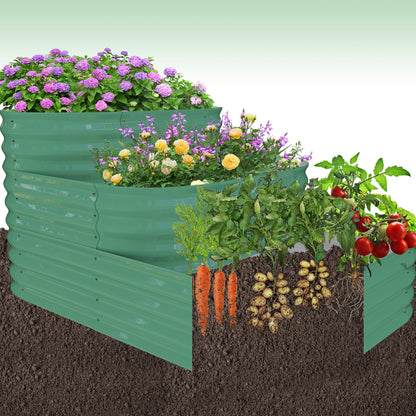 Galvanized Raised Garden Bed Kit – 61x42x31 in Outdoor Planter Box for Vegetables, Herbs & Flowers. Modular 3-In-1 Raised Garden Beds Outdoor with Open Base, Garden Box and Planters for Plants
