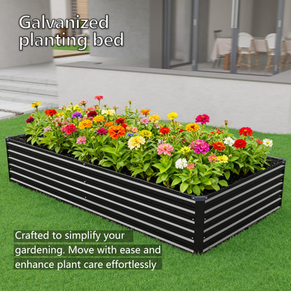 MGNO 12x2x1.5FT Galvanized Raised Garden Bed-Outdoor Planter Box for Vegetables-Metal Garden Bed,RRectangle Planting Box for Herb,Flower,Black