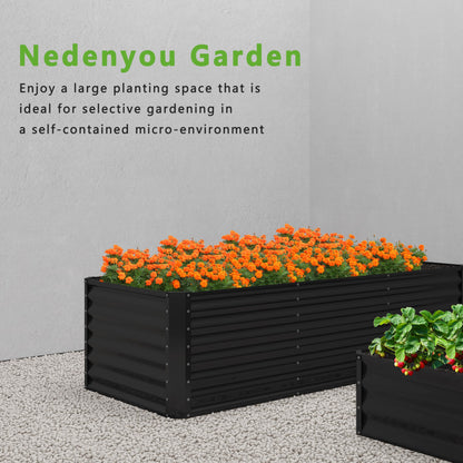 Nedenyou 2PCS 4x2x1FT Galvanized Raised Garden Bed,Planter Raised Beds-Metal Garden Box,Large Plant for Outdoor Planting, Vegetables Bed，Flower,herb-Black