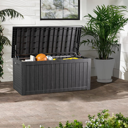 PATIOEASY Outdoor Storage Box 275GAL Waterproof Resin Deck Box,Pool Accessories Supplies，UV-Resistant Lockable Package Delivery Bin for Garden Tools,Large Patio Outside Cushions,Chest,Furniture,Black