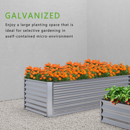 Nedenyou 2PCS 8x2x1FT Galvanized Raised Garden Bed,Planter Raised Beds-Metal Garden Box,Large Plant for Outdoor Planting, Vegetables Bed，Flower,herb-Silver