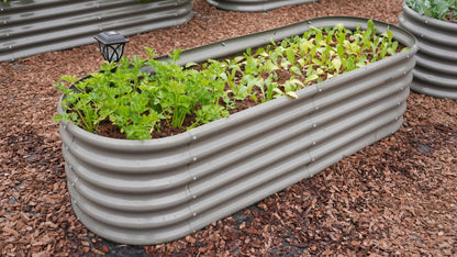 A ANLEOLIFE 12-Pack Galvanized Raised Garden Beds Outdoor, 18" Deep Modular Metal Planter Box Kit, Whole Backyard Farm Garden System with Oval Heart & Round Beds for Vegetable & Flowers, Quartz Grey