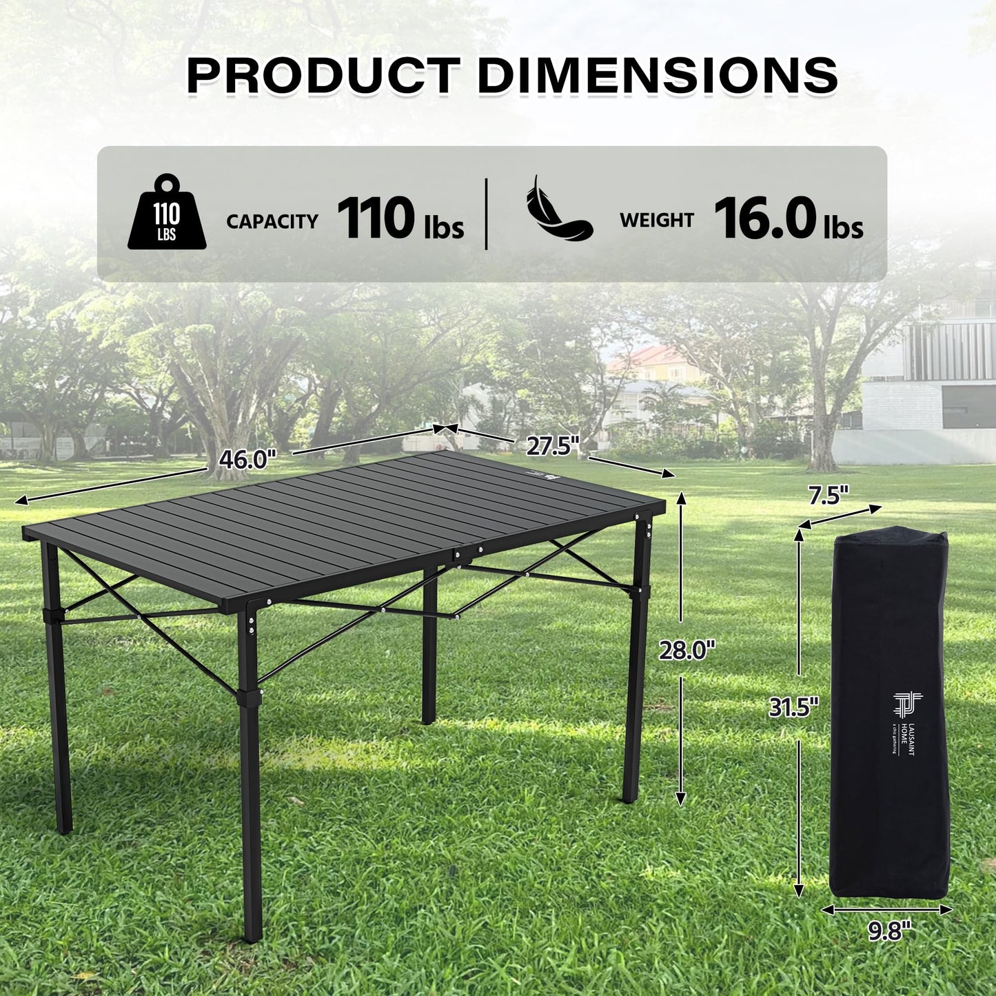 OUTSIDER Folding Camping Table with Aluminum Roll-up Tabletop Portable Lightweight Beach Table with Carry Bag for Outdoor Cooking, Picnic, BBQ, Travel, Backyard Style1
