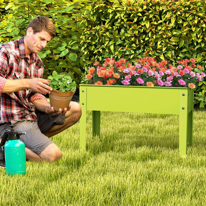 Giantex Raised Garden Bed, Metal Planter Box with Legs, Drain Hole, Outdoor Indoor Elevated Garden Box for Vegetable Flower Herb Fruit, Standing Raised Beds for Backyard Porch Balcony Green
