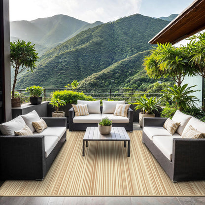 GENIMO Outdoor Rug 9x12 ft Waterproof, Reversible Plastic Straw Patio Rug for RV Camping Mat, Deck, Backyard Balcony Mat - Lightweight & Easy to Clean, CoffeeBeige