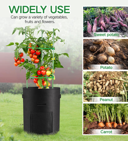 Moyios 6-Pack 15 Gallon Potato Grow Bags – Durable Nonwoven Fabric Planters with Reinforced Handles | Reusable Garden Containers for Potatoes, Vegetables (Black, 15 Gallons/6 Pack)