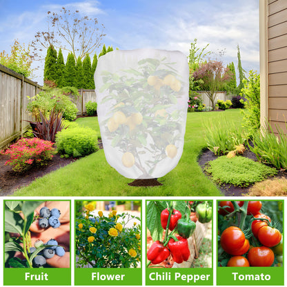 DECOHS 2 Pcs Garden Plant Shade Cover with Drawstring, 3.3 x 2.6 Ft Garden Shade Sun Protection Plant Covers, White Light Refraction Fruit Tree Sunshade Cloth for Protect Plants from Direct Sunlight