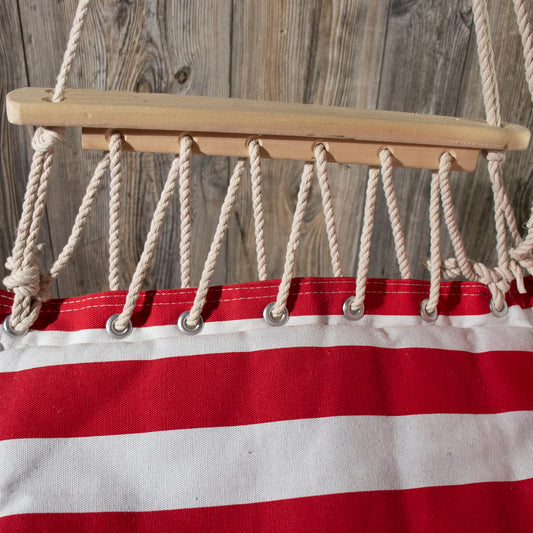 Hammock Chair Hanging Rope Swing, *12 Patterns, Quality Comfortable and Breathable Fabric - Indoor/Outdoor - Red, White and Blue